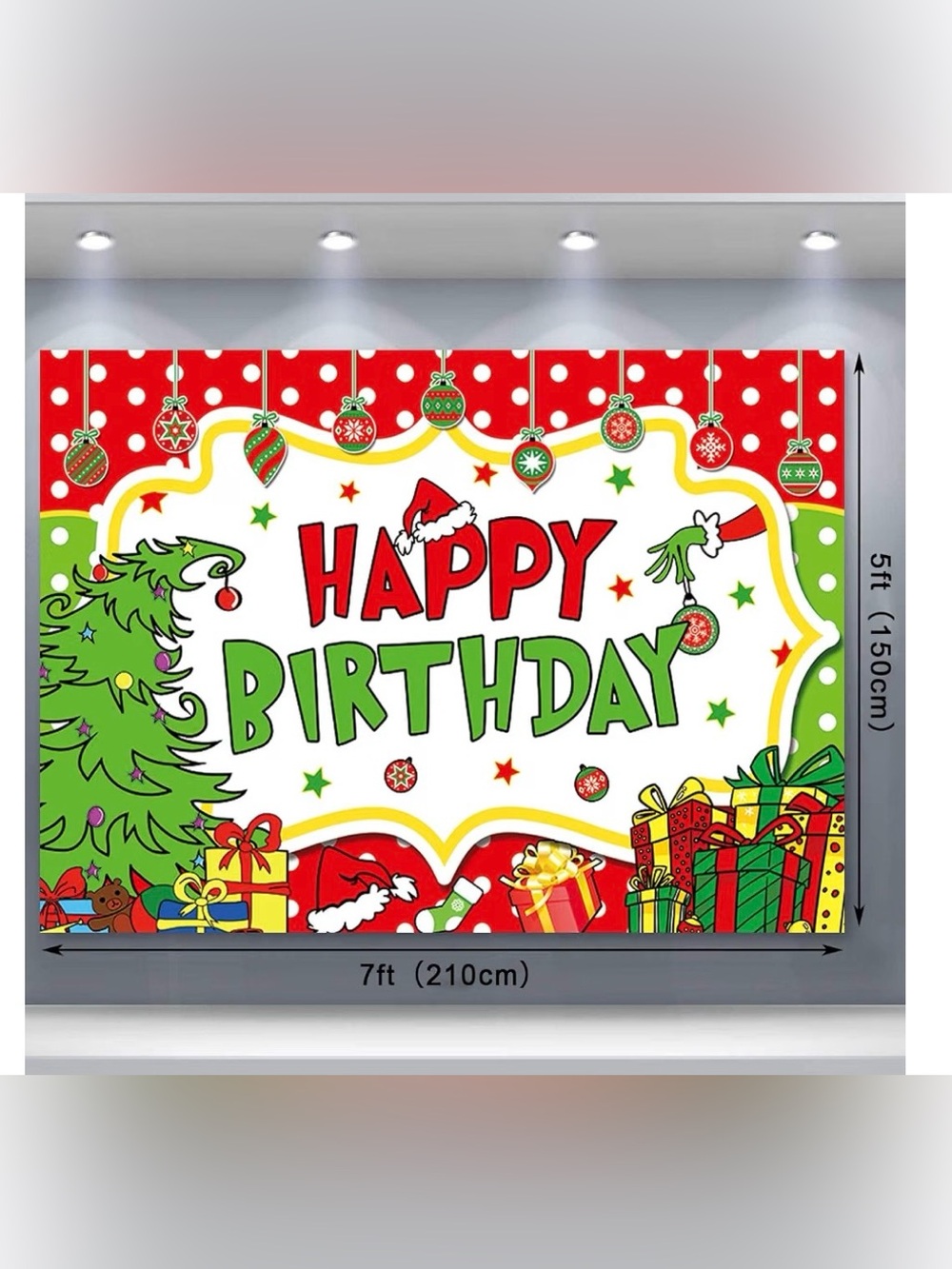 Amazon Happy Birthday Backdrop - Red, Green, White